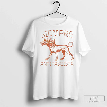 Linocut 3 Headed Dog Siempre Antifascista Anti Fascism T Shirts