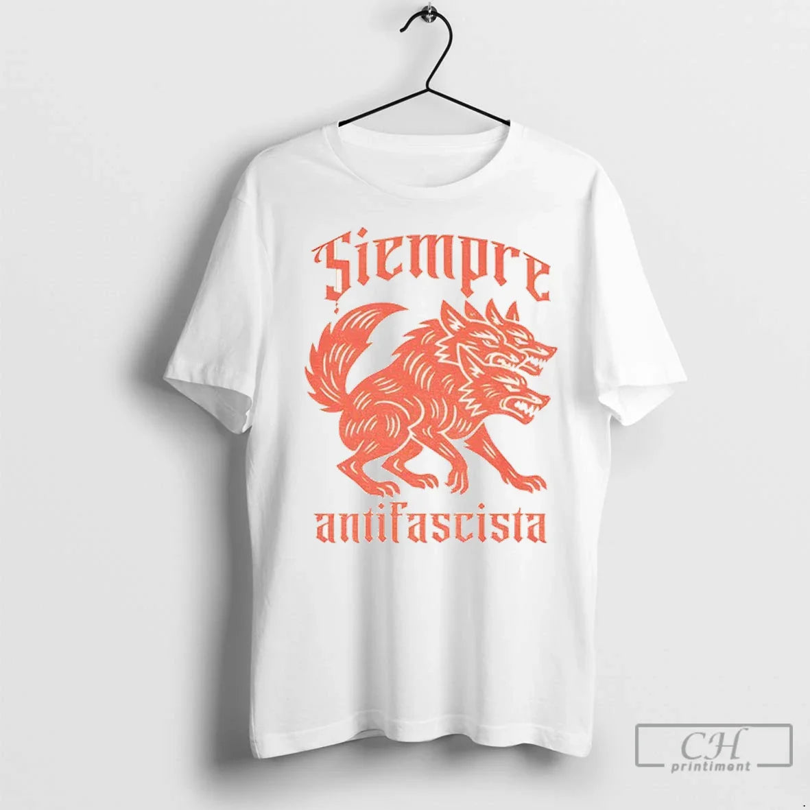 Linocut 3 Headed Dog Siempre Antifascista T Shirts Tank Top Unique Art