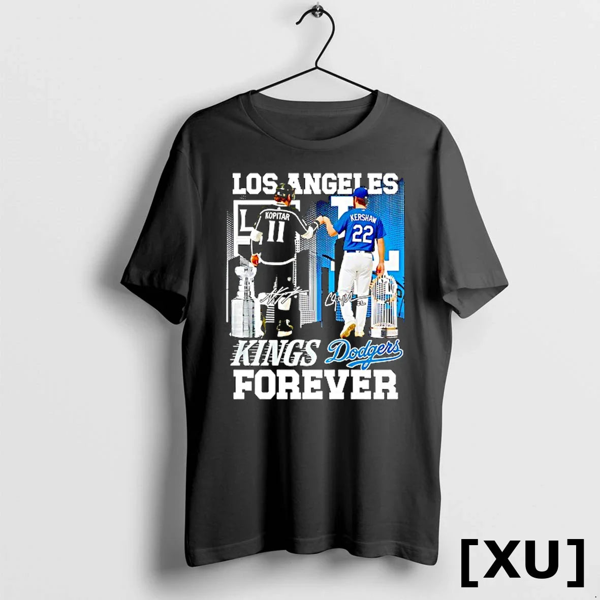 Los Angeles City Skyline Kopitar Los Angeles Kings And Kershaw Los