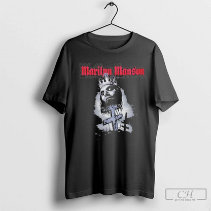 Marilyn Manson Impaled Double Cross Black Shirt Retro Design