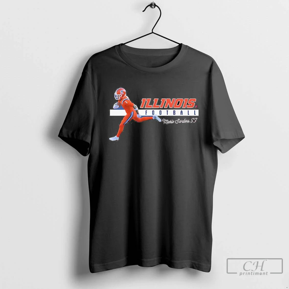 Mario Sanders Ii Running Illinois Fighting Illini Tee Authentic Outfit