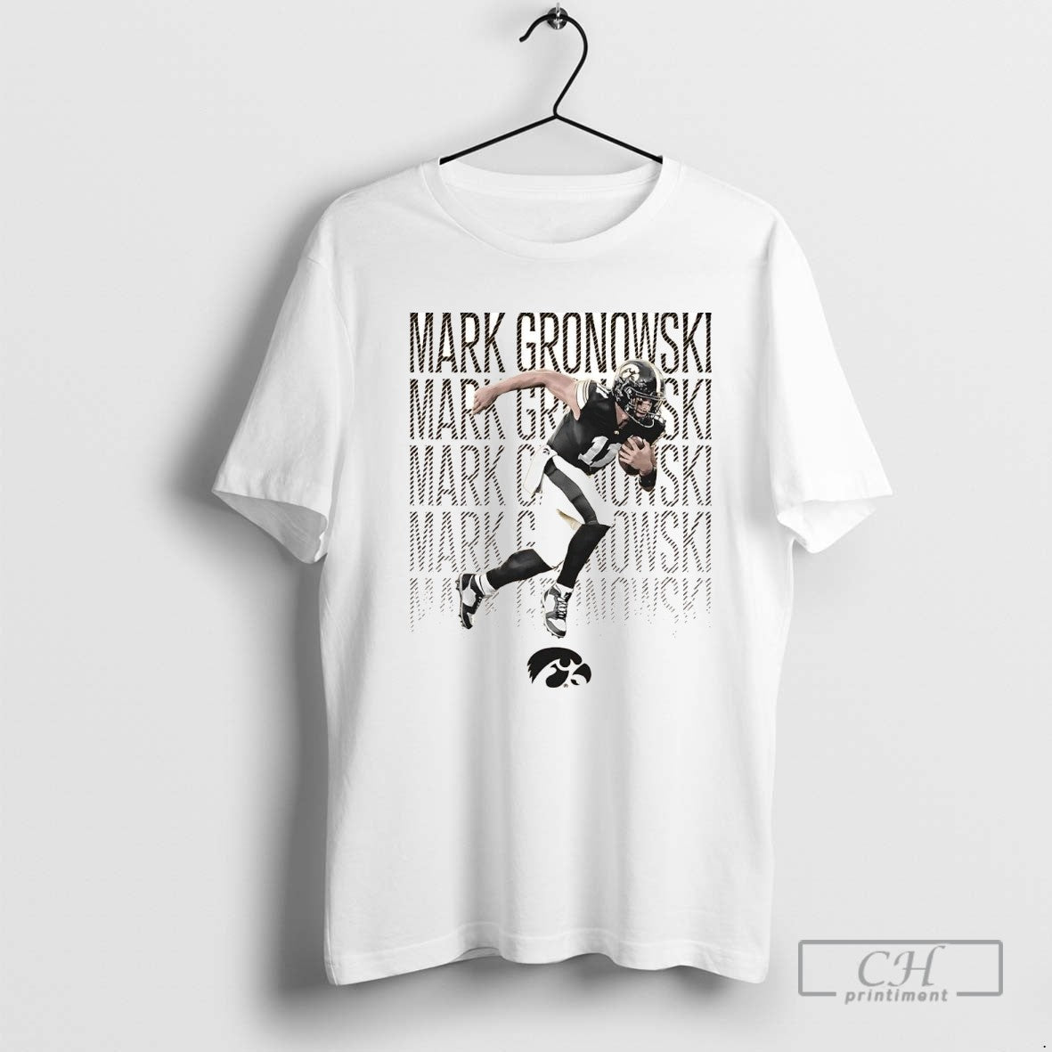 Mark Gronowski Illustrated Running Iowa Football Long Sleeve Elegant