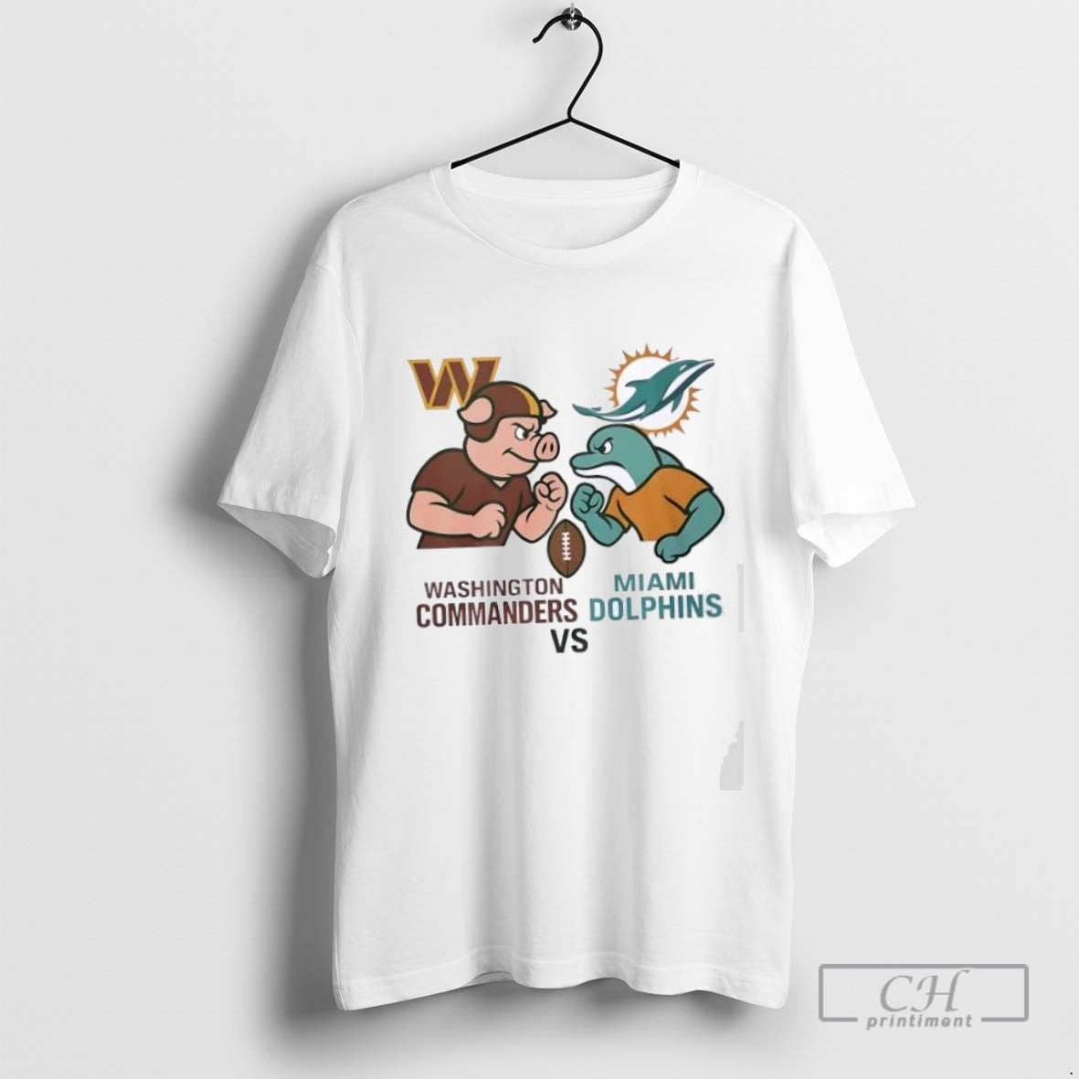 Mascots Washington Commanders Vs Miami Dolphins Football TShirt