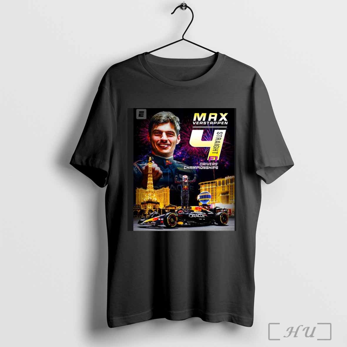 Max Verstappen 4 Straight Drivers Champions Tee Retro Merch