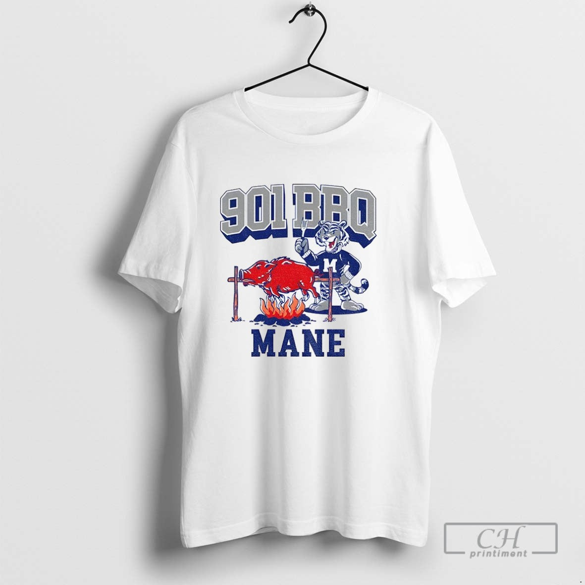 Memphis Tigers Beat Arkansas Razorbacks 901 Bbq Mane Mascot Hoodie