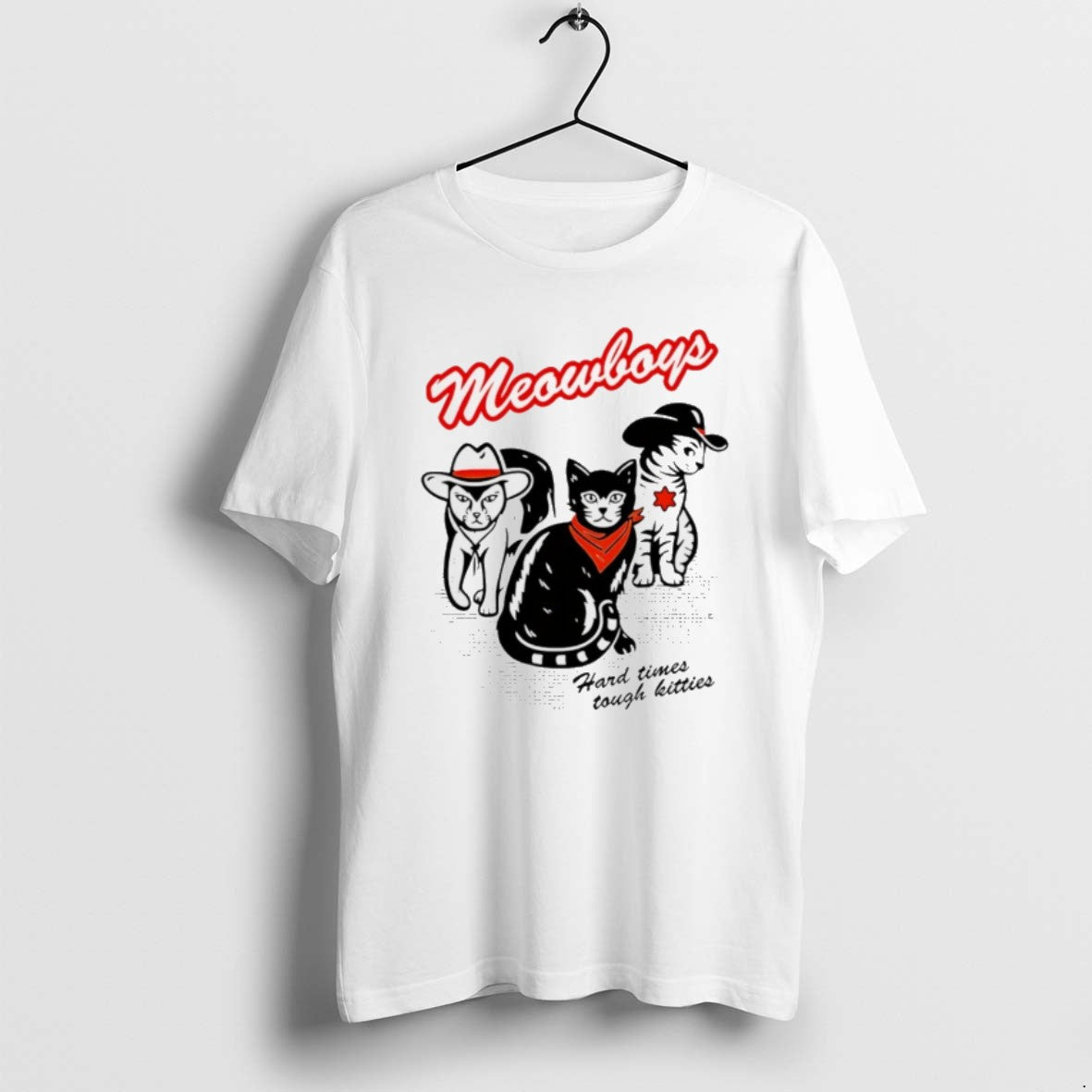 Meowboys Hard Times Tough Kitties T Shirts Tank Top Retro Style