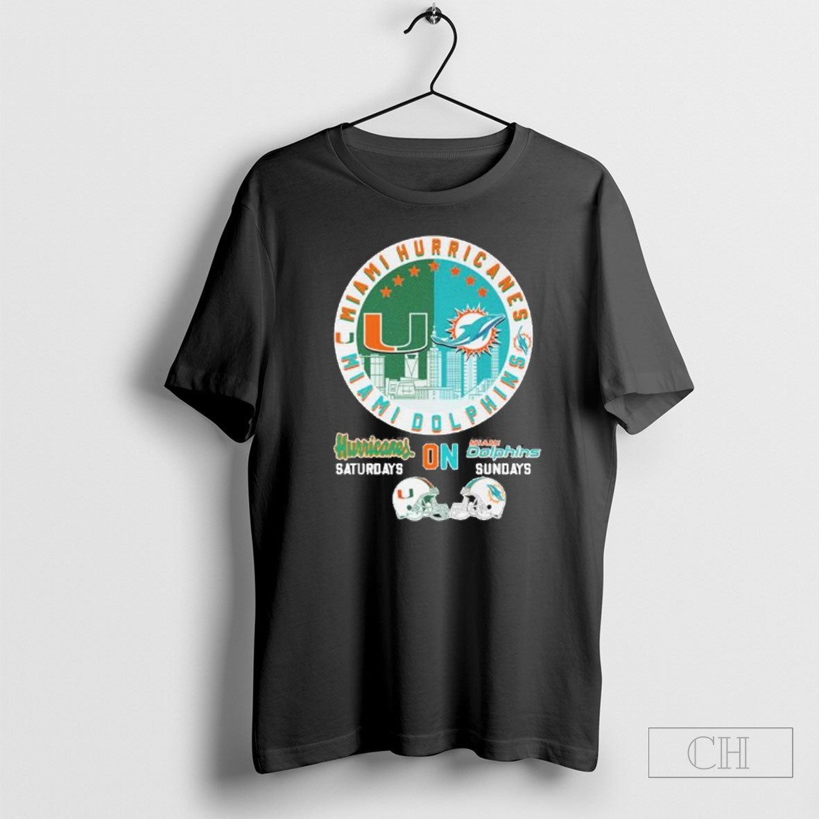 Miami Hurricanes Saturdays Miami Dolphins Sundays 2025 Tee Classic