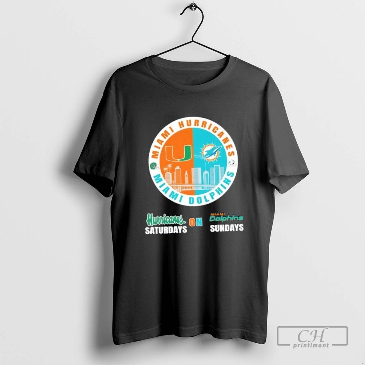 Miami Hurricanes Saturdays Miami Dolphins Sundays Skyline Shirt