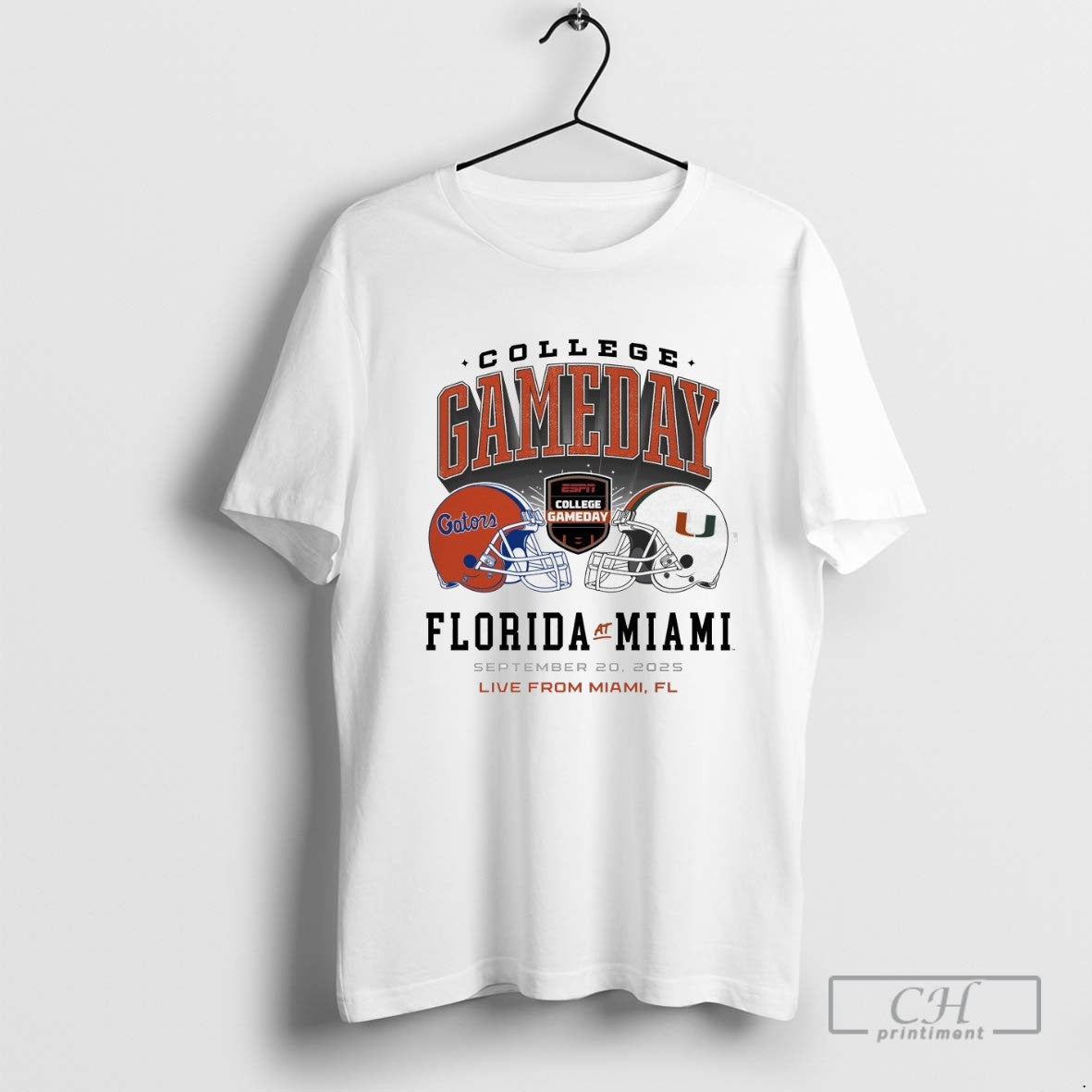 Miami Hurricanes Vs Florida Gators 2025 College Gameday Helme Shirt