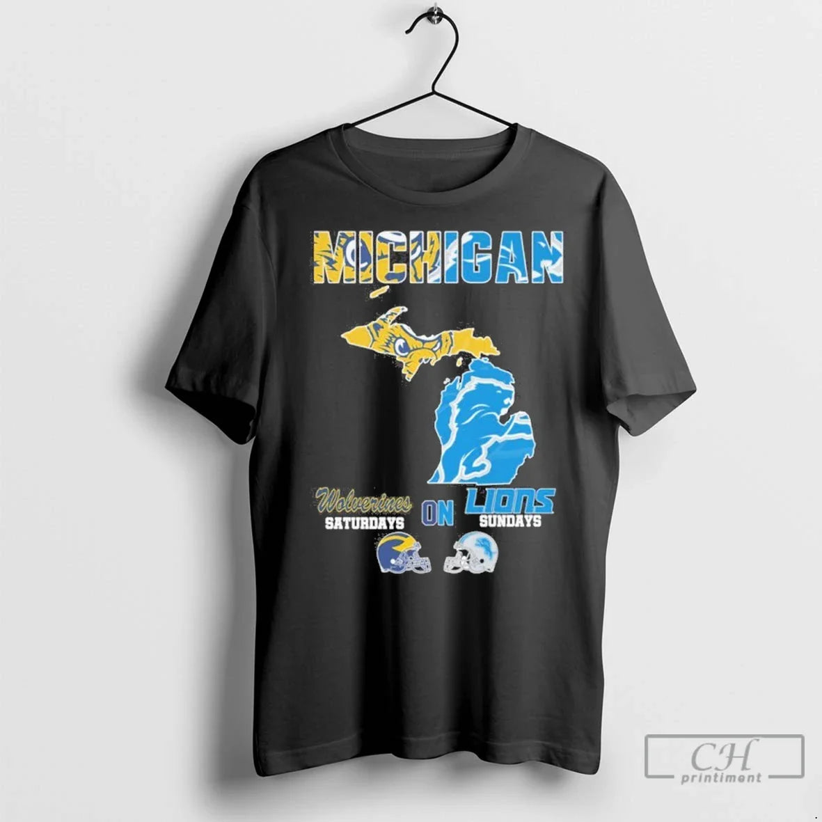 Michigan Map Wolverines And Lions T Shirts TShirt Stylish Collection