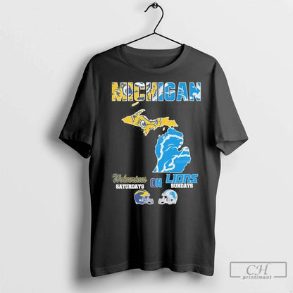 Michigan Map Wolverines And Lions T Shirts TShirt Stylish Collection