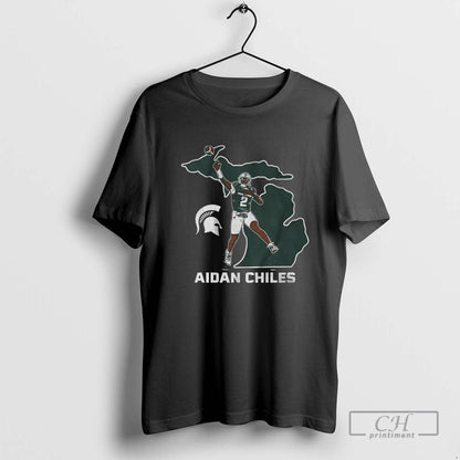 Michigan State Football Aidan Chiles State Star Tee Authentic Art