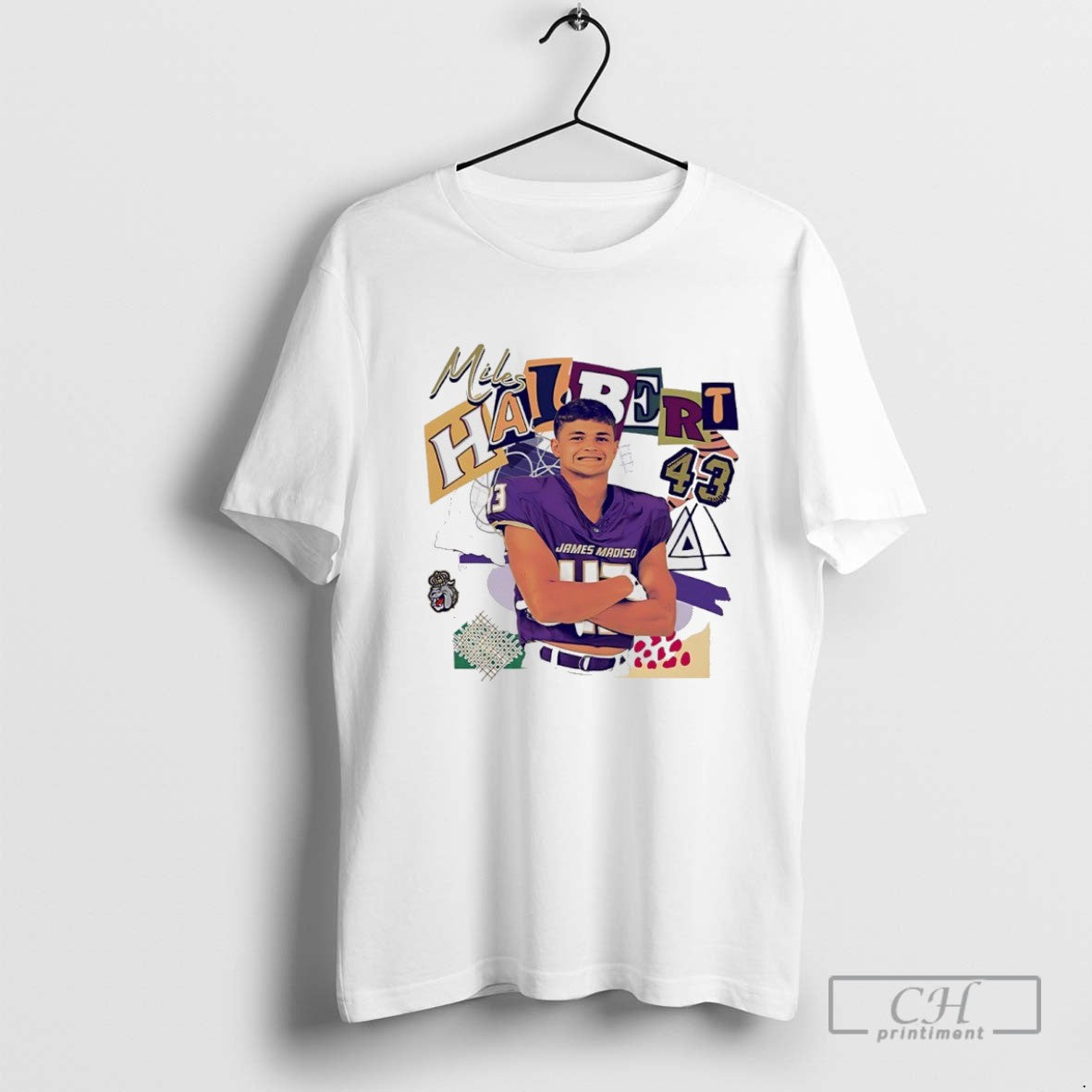 Miles Halbert 43 James Madison Dukes Ncaa Football Player Tee