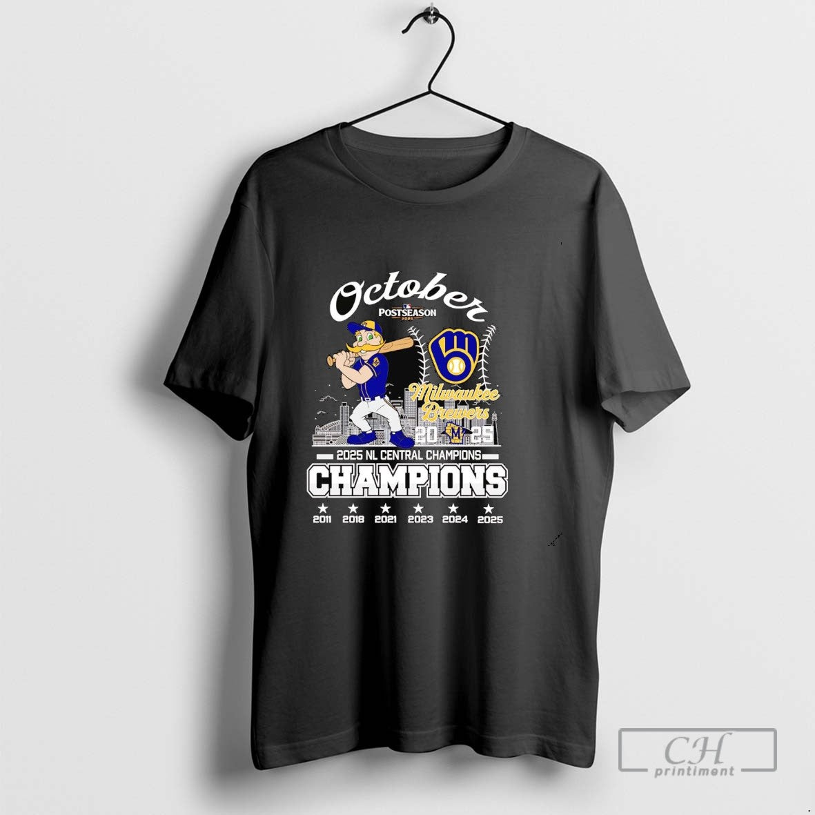 Milwaukee Brewers 2025 October Nl Central Champions Shirt Retro Outfit