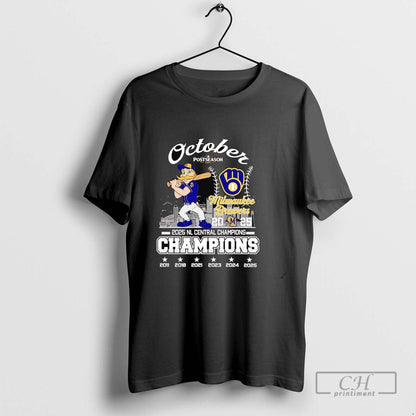 Milwaukee Brewers 2025 October Nl Central Champions Shirt Retro Outfit
