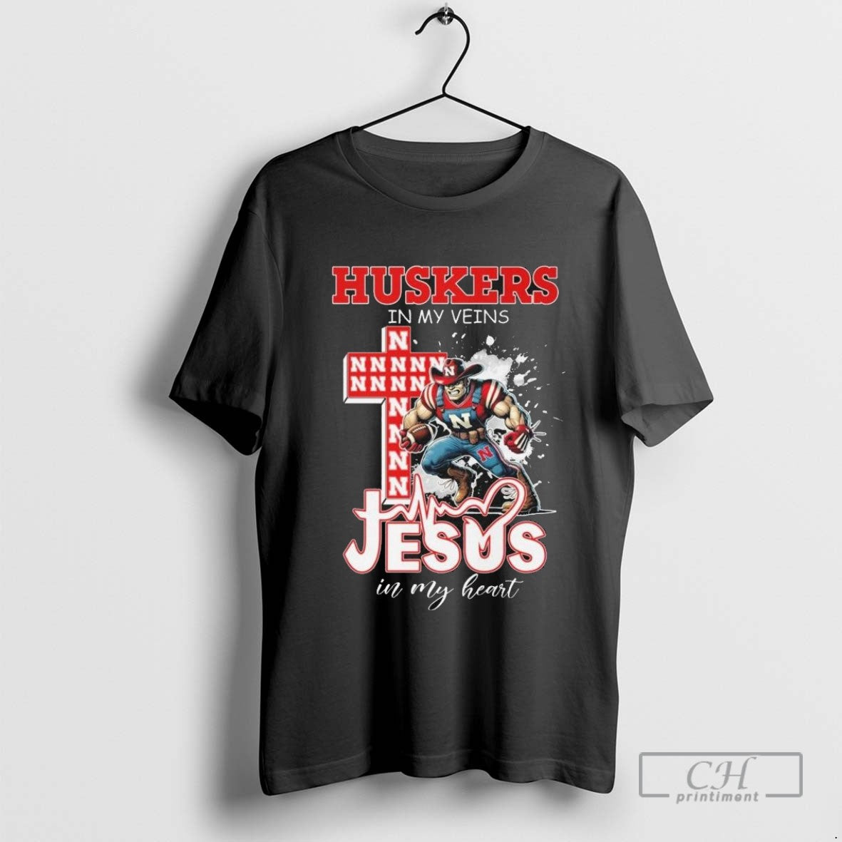 Nebraska Huskers My Veins Jesus My Heart Mascot 2025 Hoodie Stylish