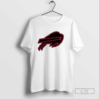 Neon Red Outline Charging Buffalo Bills Ladies Long Sleeve Retro Art