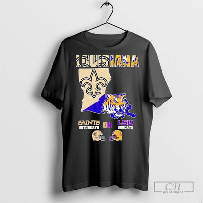 New Orleans Saints Saturdays Lsu Tigers Sundays T Shirts Tee Elegant
