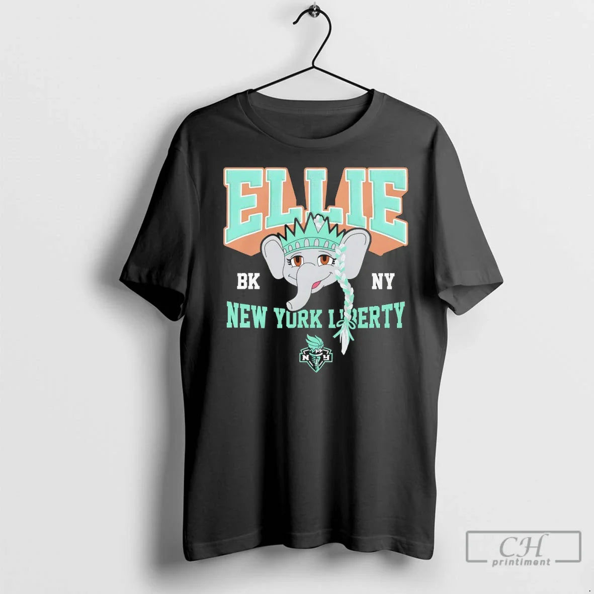 New York Liberty Ellie Big Face Mascot T Shirts Long Sleeve Modern