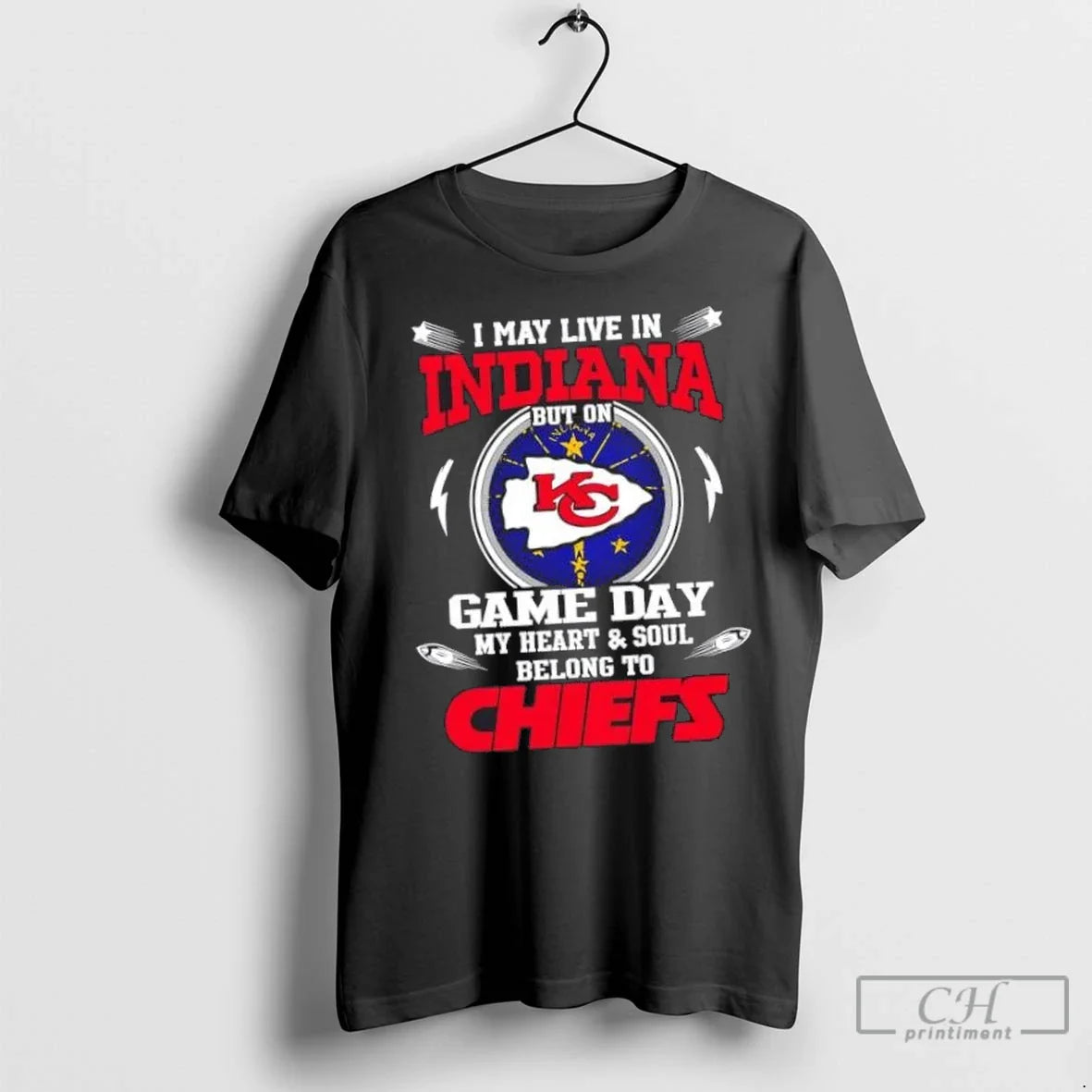 Nice I May Live Indiana But Game Day My Heart And Soul Belongs Tee