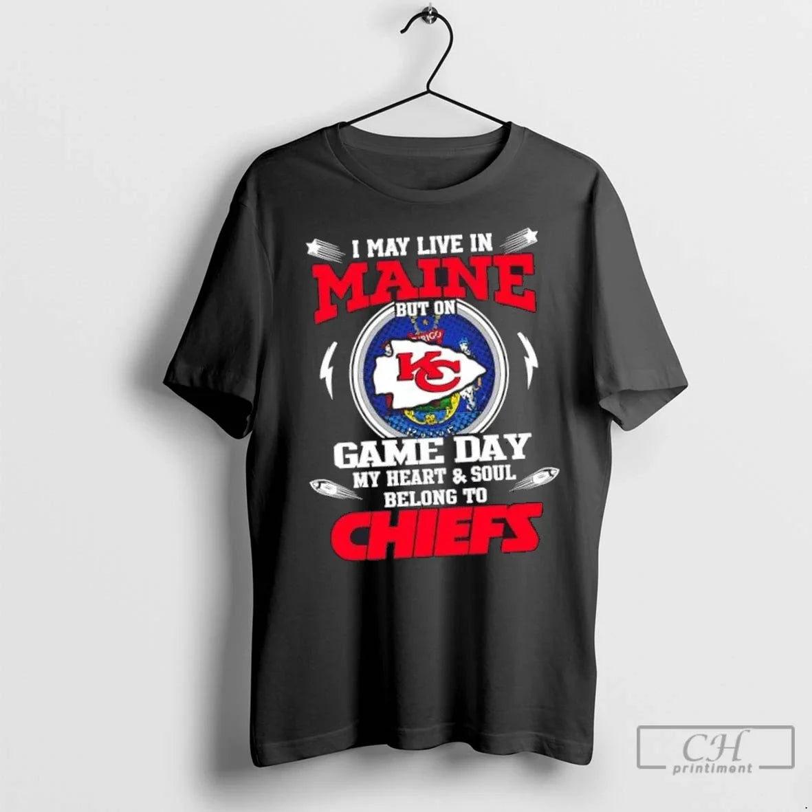 Nice I May Live Maine But Game Day My Heart And Soul Belongs TShirt