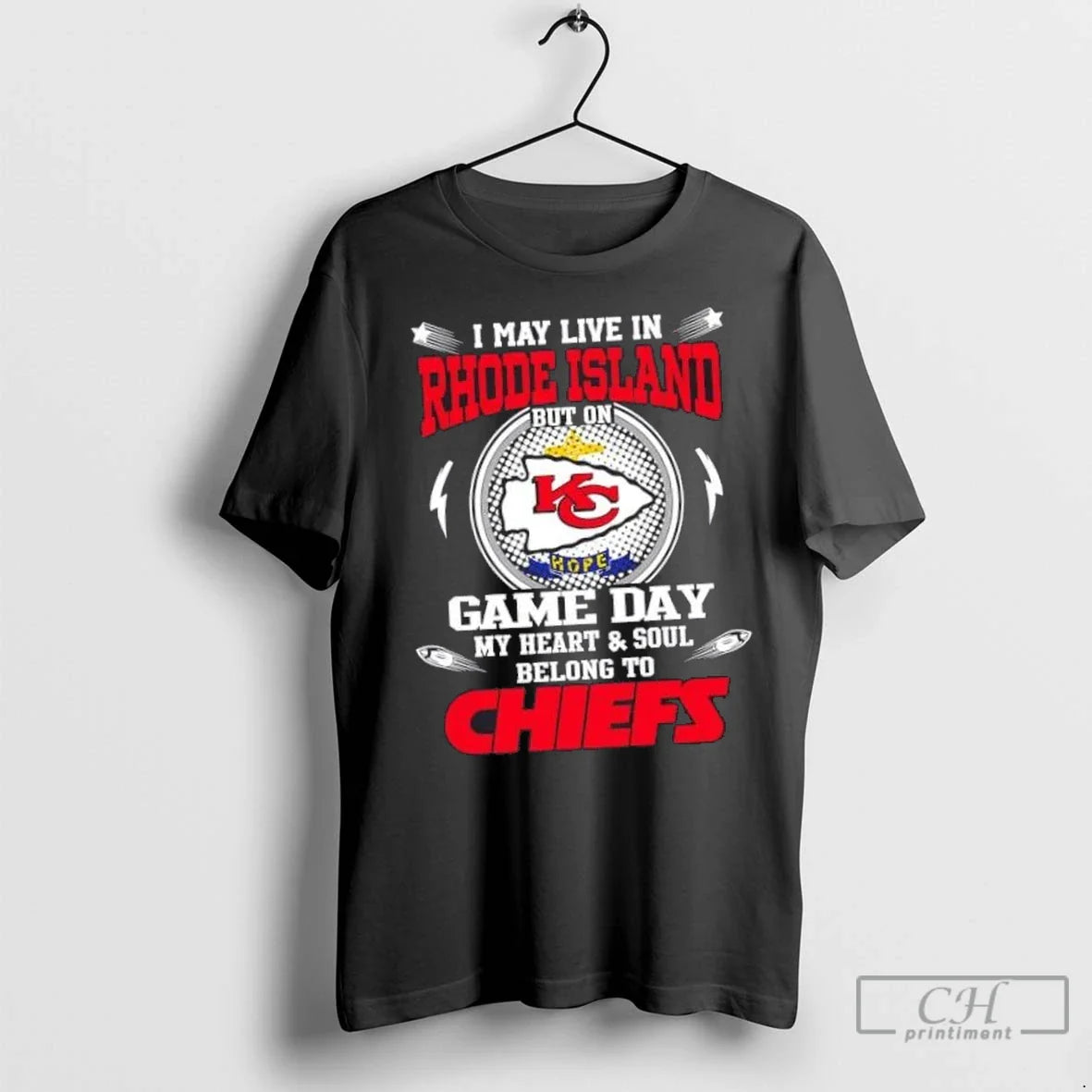 Nice I May Live Rhode Island But Game Day My Heart And Soul TShirt