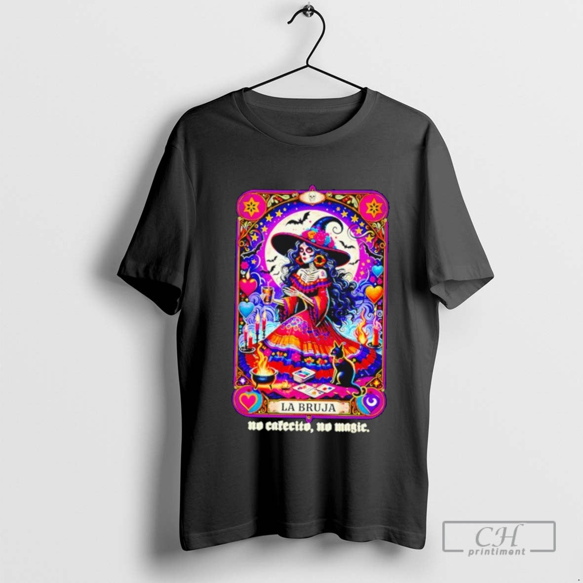 No Cafecito No Magic Bruja Halloween Shirt Stylish Art