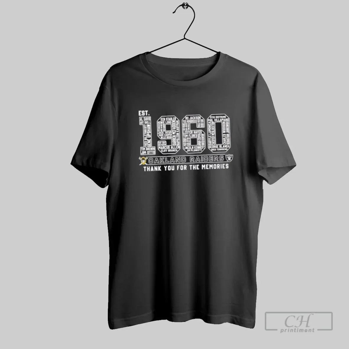 Oakland Raiders Est 1960 All Names Thank You Memories Hoodie