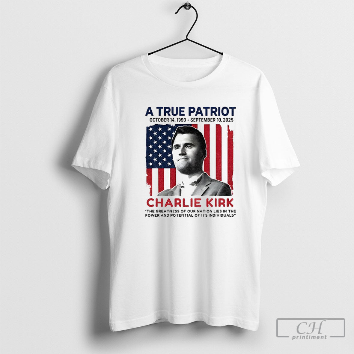 American Patriot Charlie Kirk American Flag Greatness Our Nation Lies