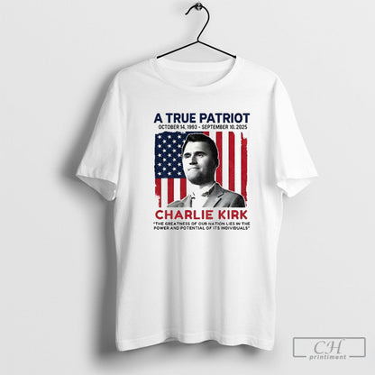 American Patriot Charlie Kirk American Flag Greatness Our Nation Lies