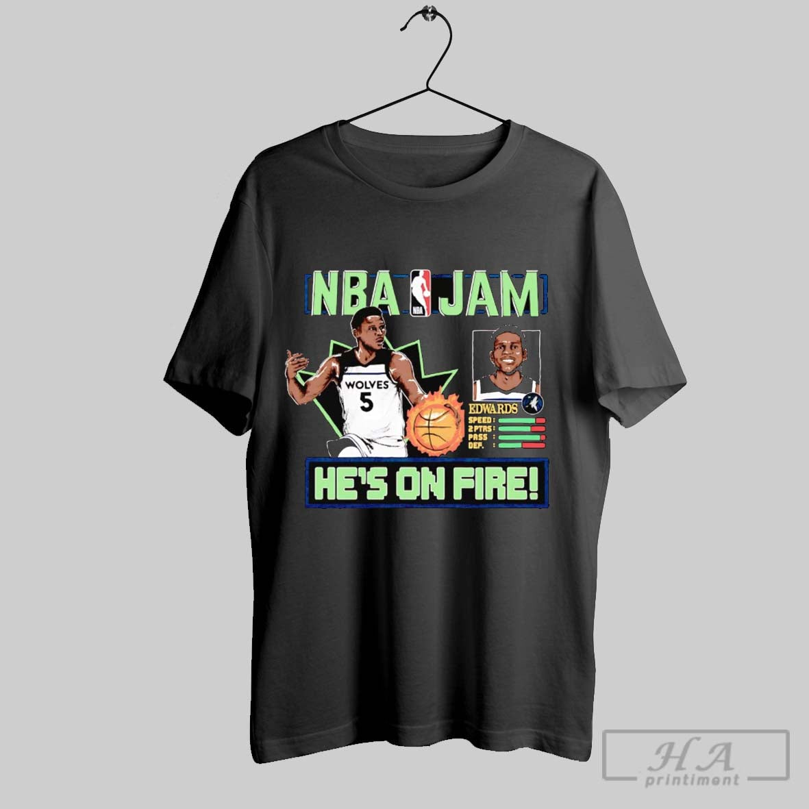 Anthony Edwards Nba Jam Hes Fire Minnesota Timberwolves Tee Vintage