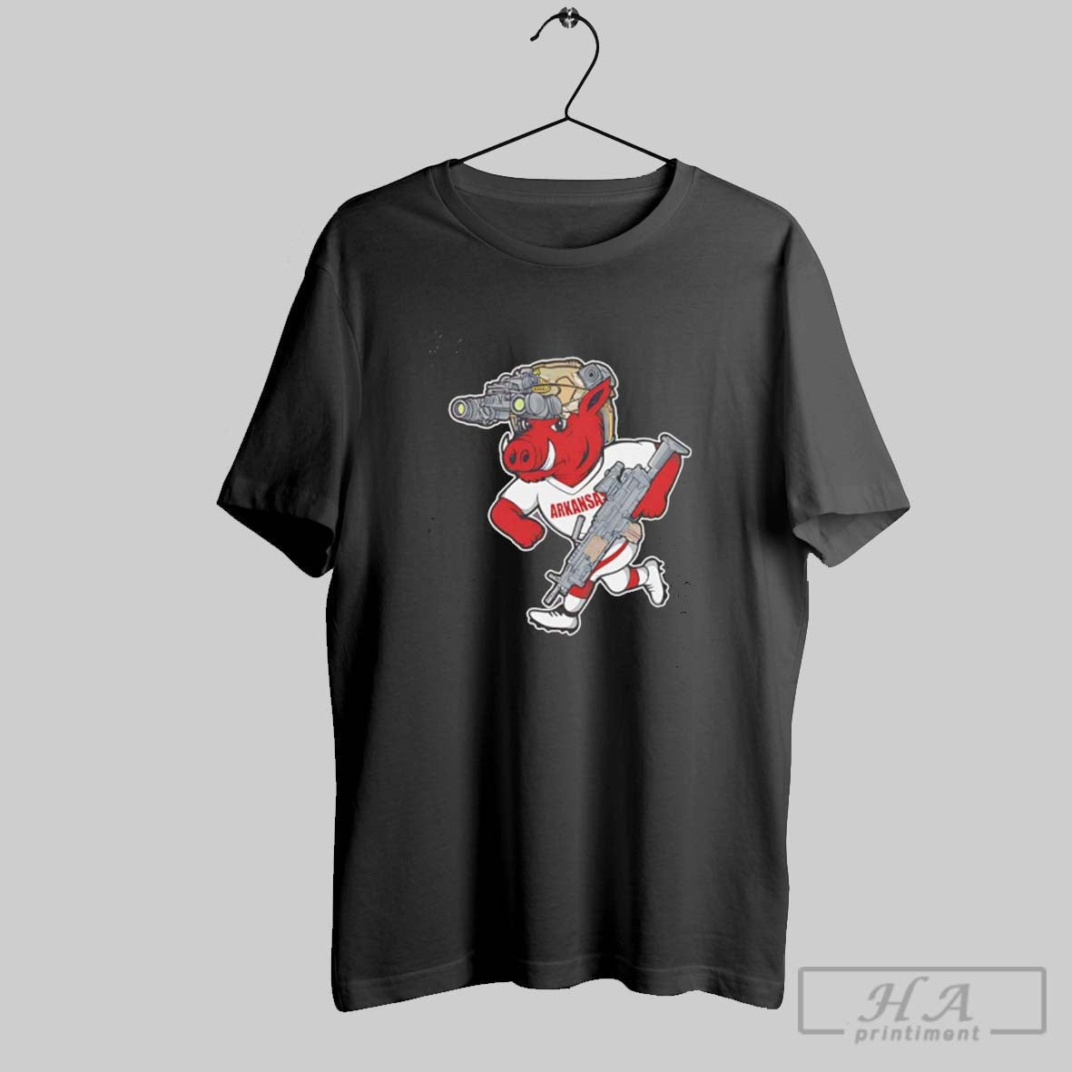 Arkansas Razorbacks Mascot Gun Sweatshirt Authentic Outfit