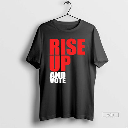 Atlanta Falcons Rise Up And Vote Black Tee Vintage Art