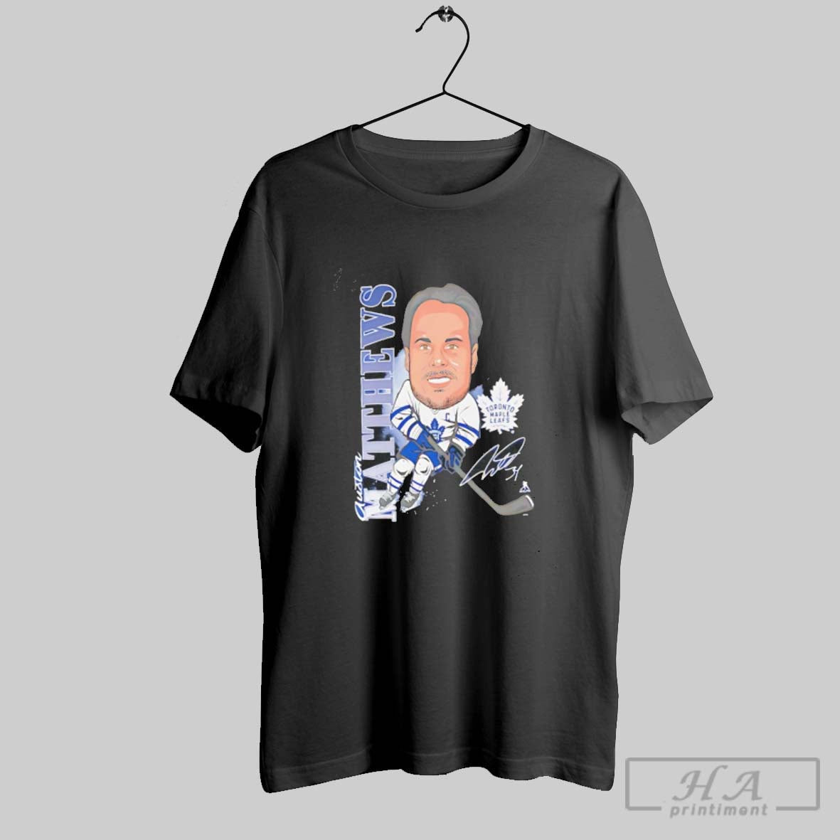 Auston Matthews Toronto Maple Leafs Caricature Signature TShirt