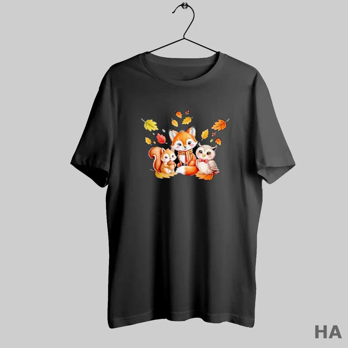 Autumn Fall Leaves Squirrel Holding Acorn Fox Owl Animals Hoodie