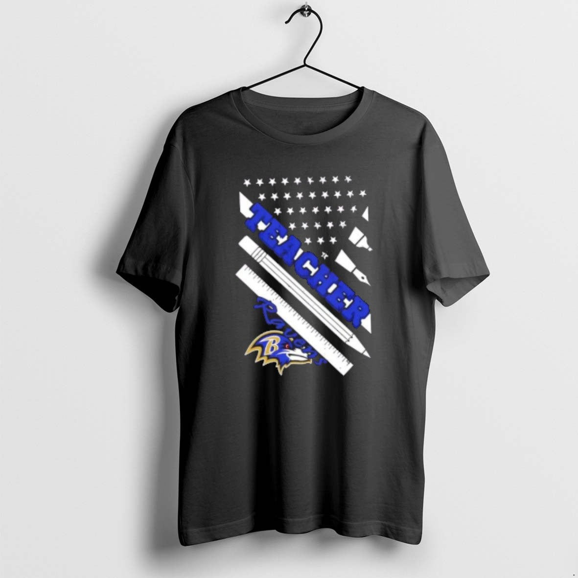 Baltimore Ravens Football X Teacher American Flag TShirt Exclusive