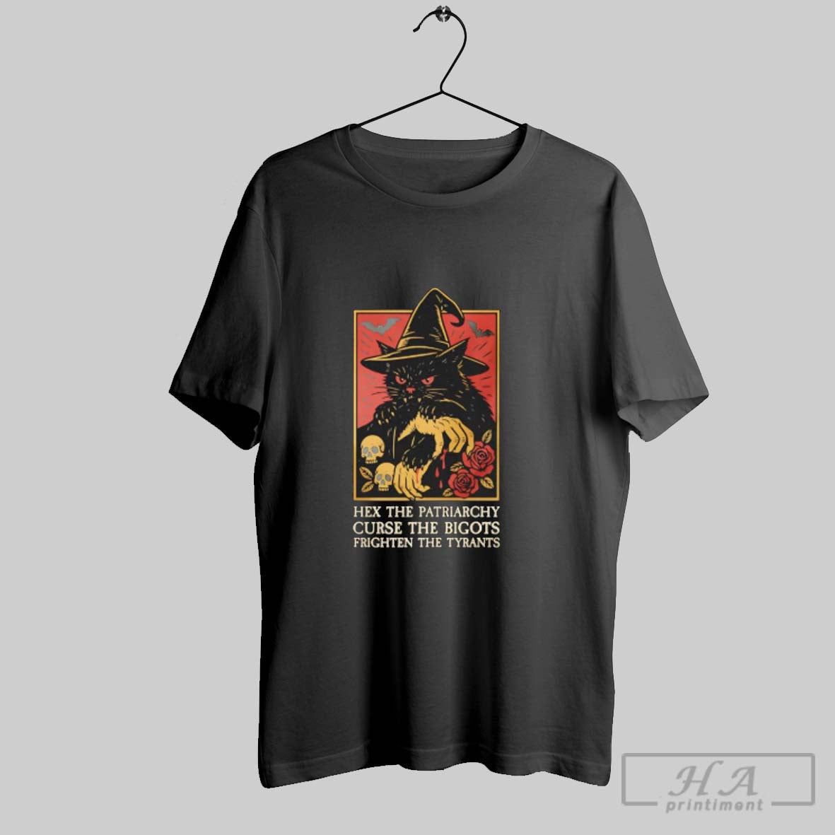 Black Cat Witch Hex Patriarchy Curse Bigots Frighten Tyrants Skull