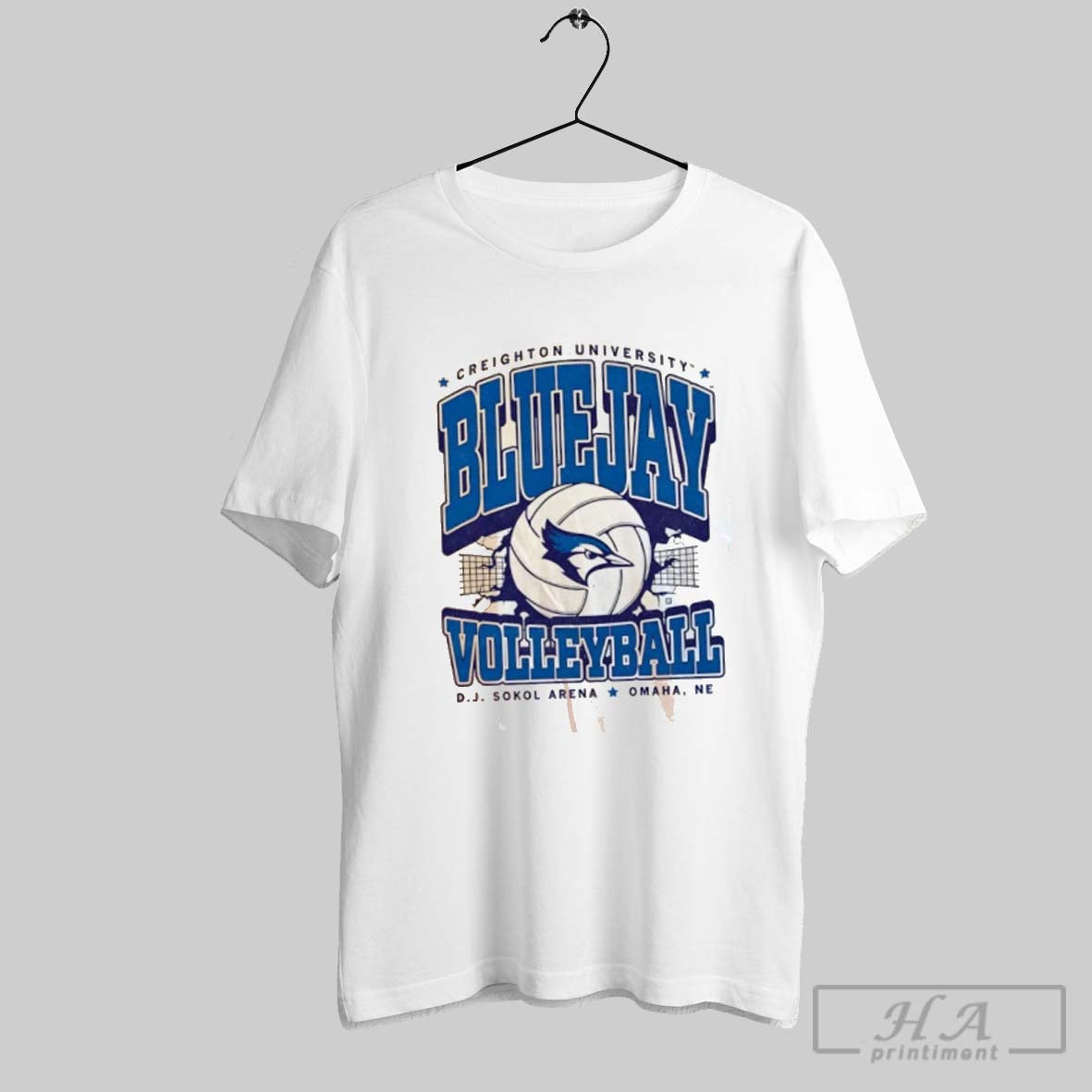 Bluejay Volleybal Creighton University D J Sokol Arena Shirt Vintage