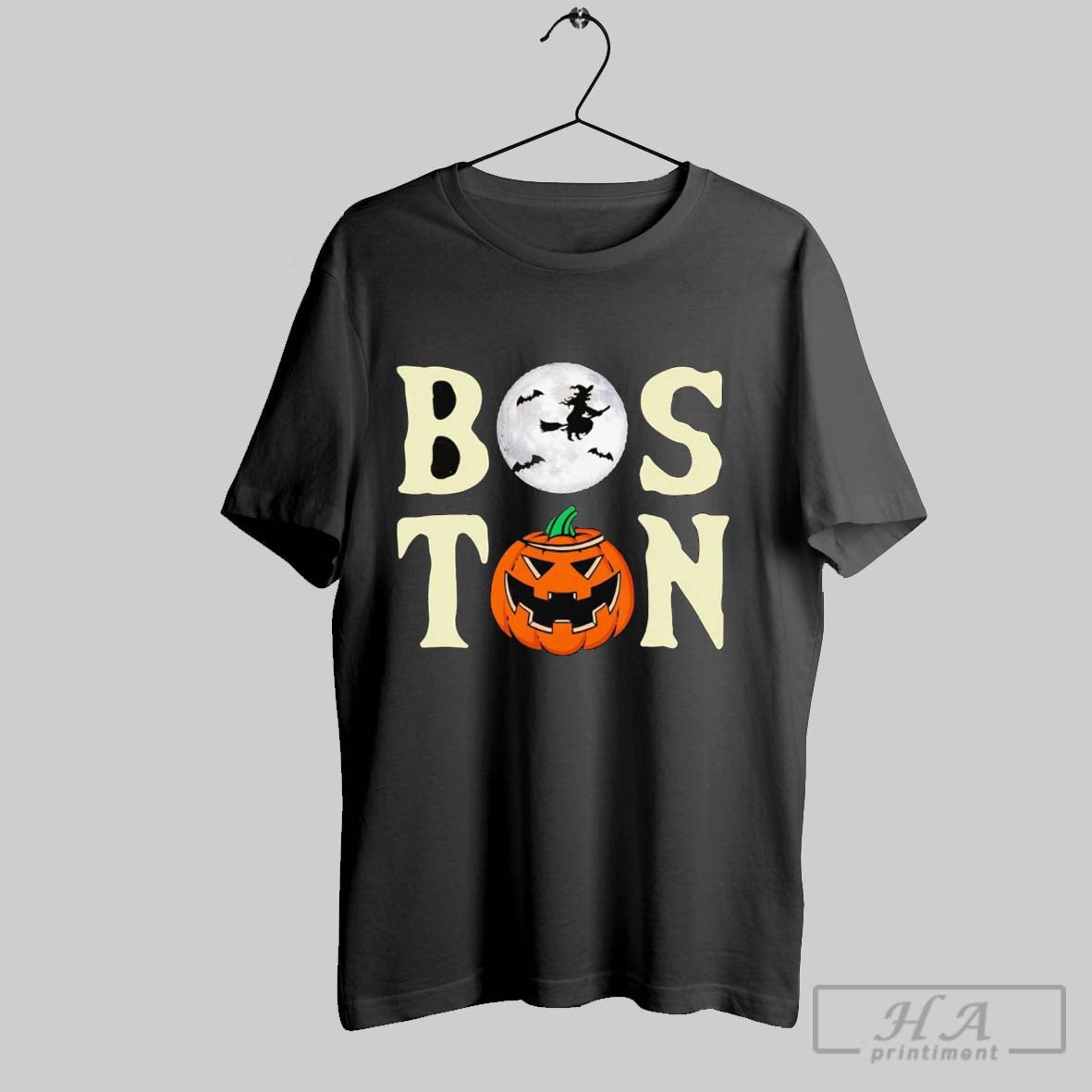 Boston Moon Witch Pumpkin Halloween Hoodie Elegant Fashion
