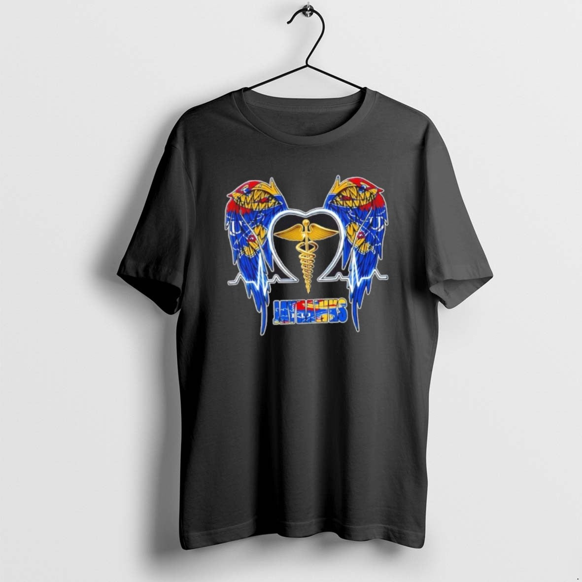 Caduceus Wings Heartbeat Kansas Jayhawks Football Tee Trendy Art