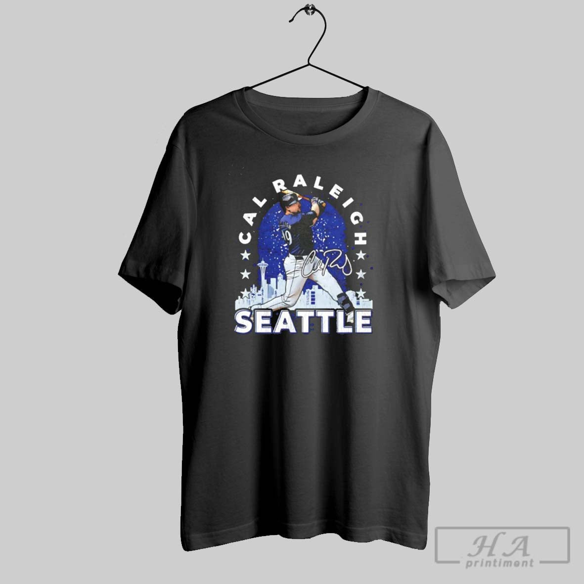 Cal Raleigh Seattle Mariners City Skyline Gritty Tee Authentic Art