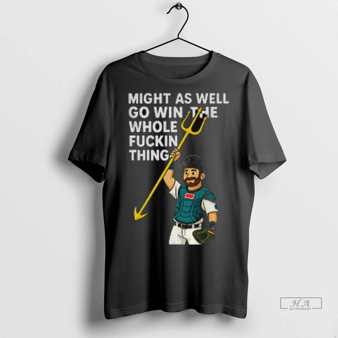 Cal Raleigh Cartoon Tridents Up Seattle Mariners Might As Well Go Win