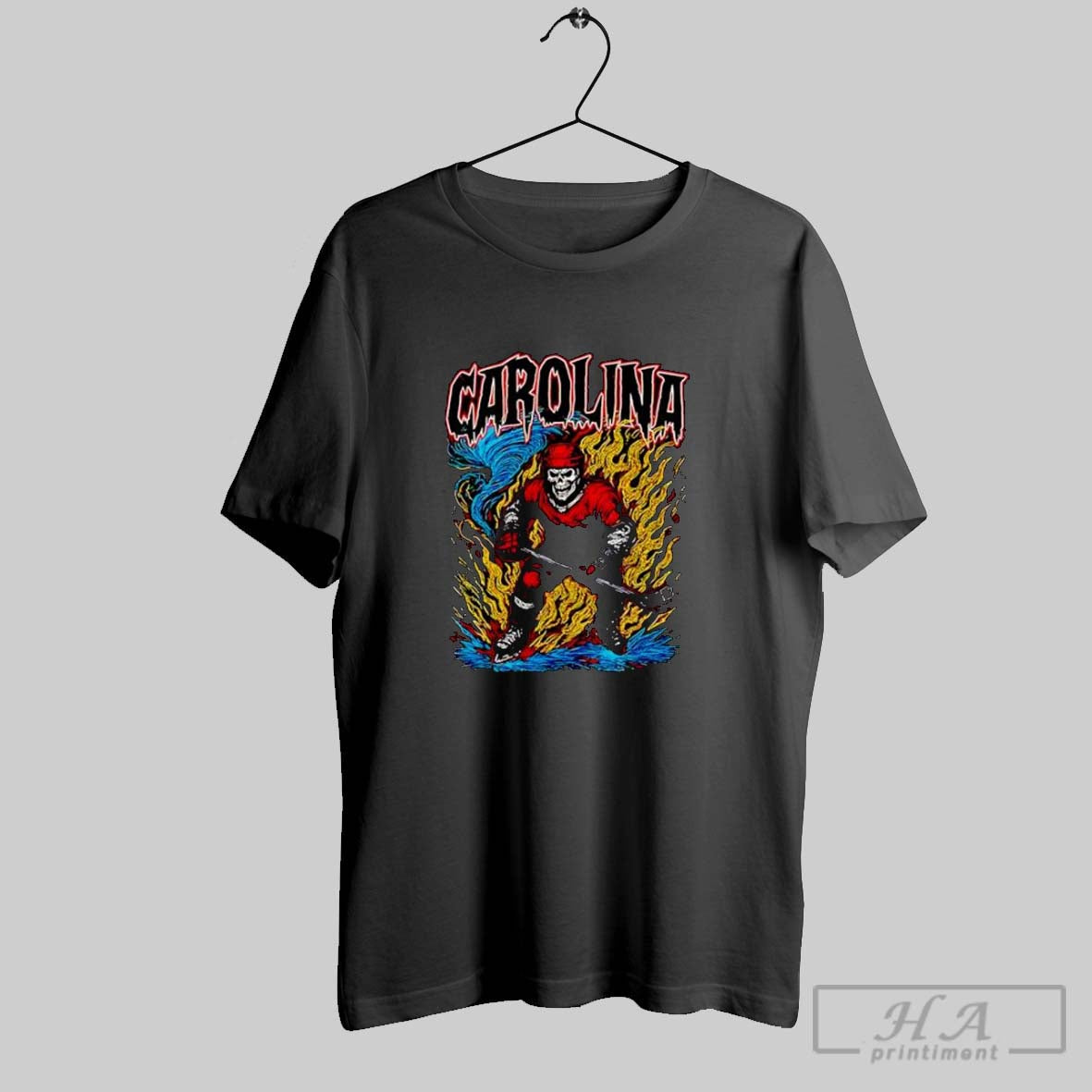 Carolina Hurricanes Skeleton Hockey Player Ice Tee Unique Apparel