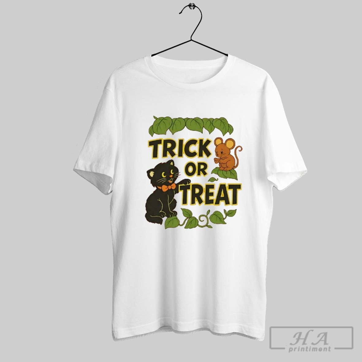 Cat And Mouse Trick Or Treat Halloween Sweatshirt Modern Art