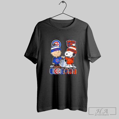 Charlie Brown And Snoopy X Chicago Cubs And Chicago Bears Sweatshirt