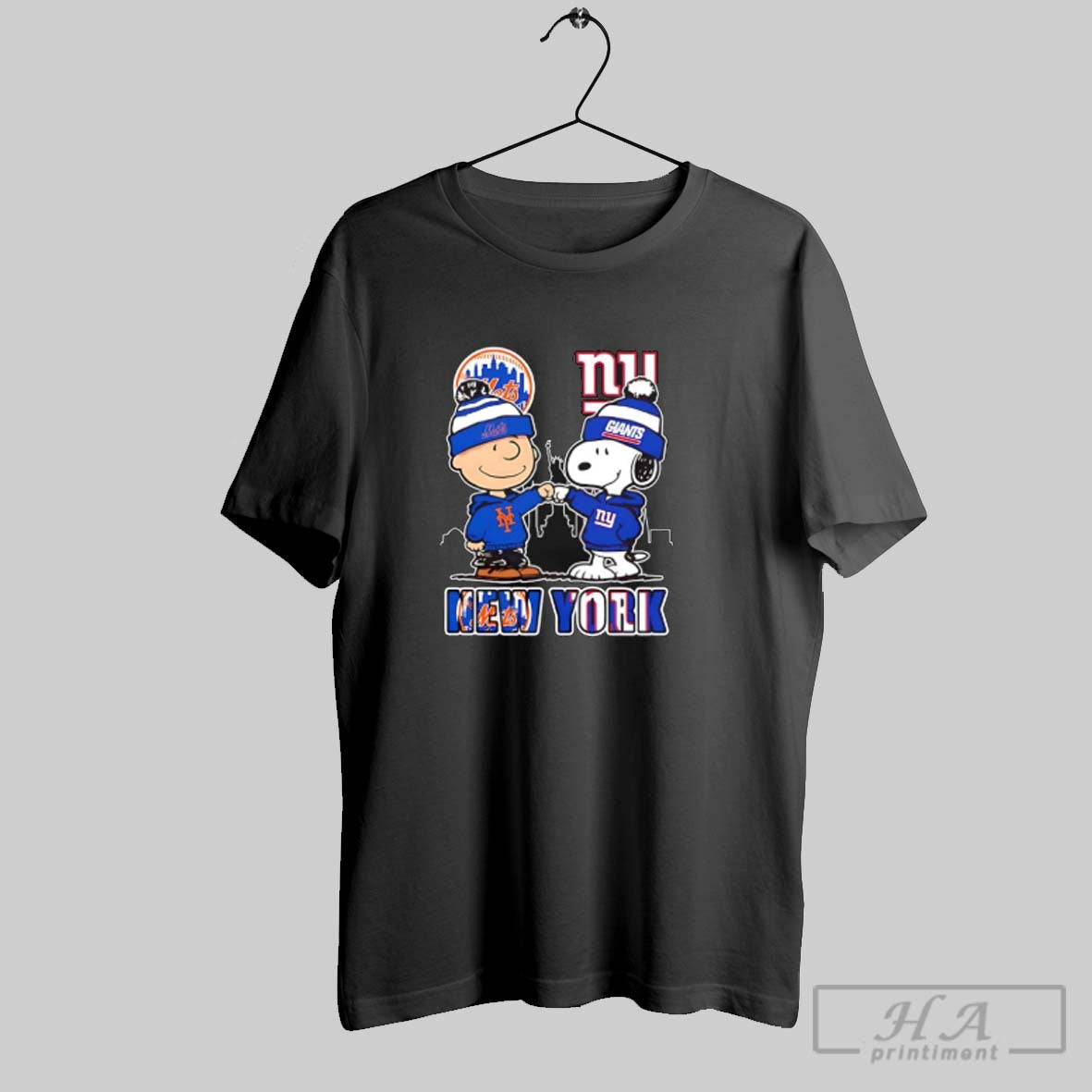 Charlie Brown And Snoopy X New York Mets And New York Giants Logo