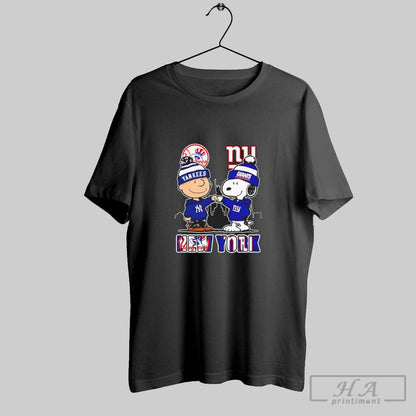 Charlie Brown Bump Hands Snoopy New York Yankees And Giants Skylines