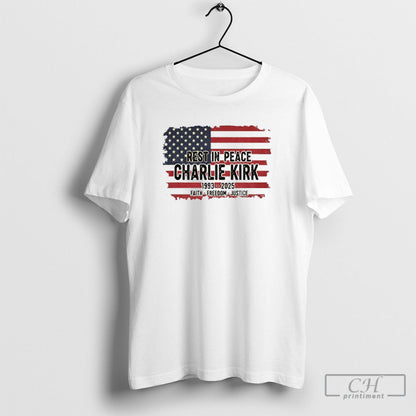 Charlie Kirk Memorial American Flag Rest Peace 1993 2025 Faith