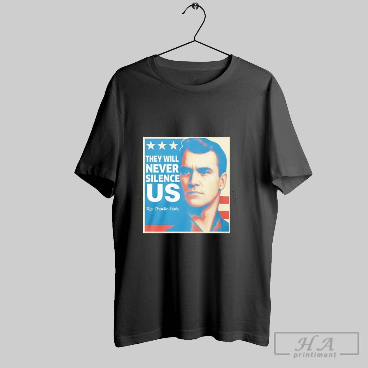 Charlie Kirk They Will Never Silence Us Tee Vintage Look