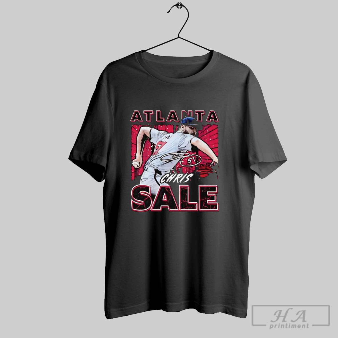 Chris Sale Pitching Atlanta Braves TShirt Retro Art